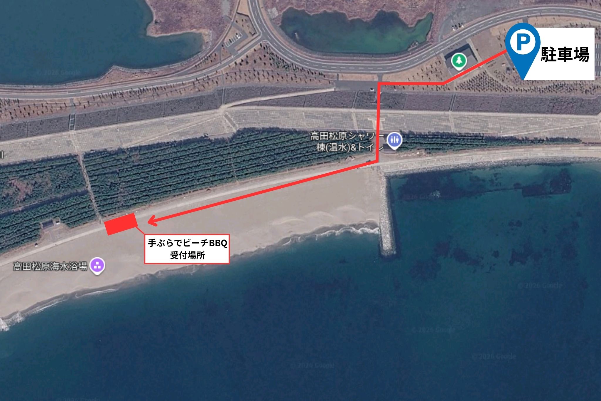 手ぶらでビーチBBQ受付場所地図